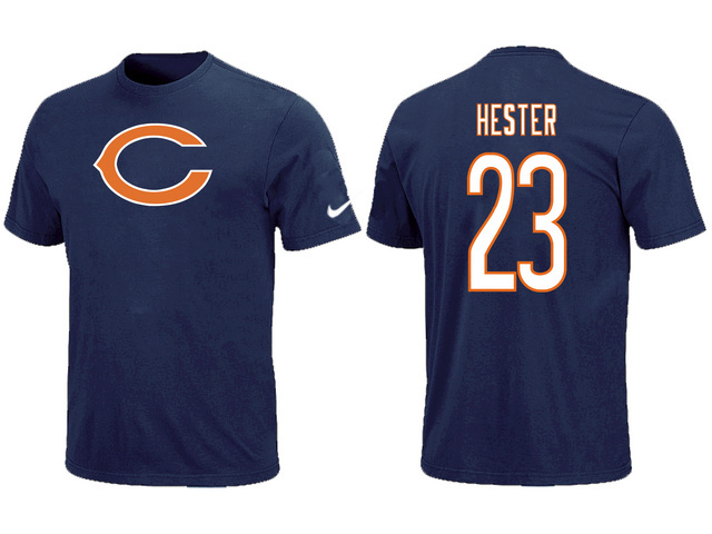  Nike Chicago Bears Devin Hester Name& Number TShirt Blue 106 