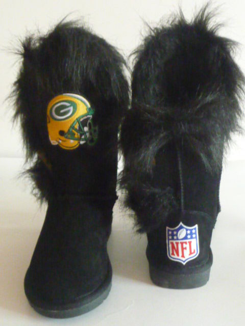 NFL Green Bay Packers Cuce Shoes Womens Cheerleader Boots - Black