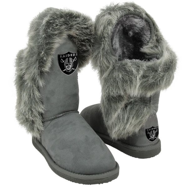 NFL Okaland Raiders Womens Cuce Shoes Ladies Fanatic Boots Gray