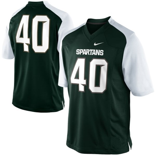 Michigan State Spartans #40 Green White Jersey
