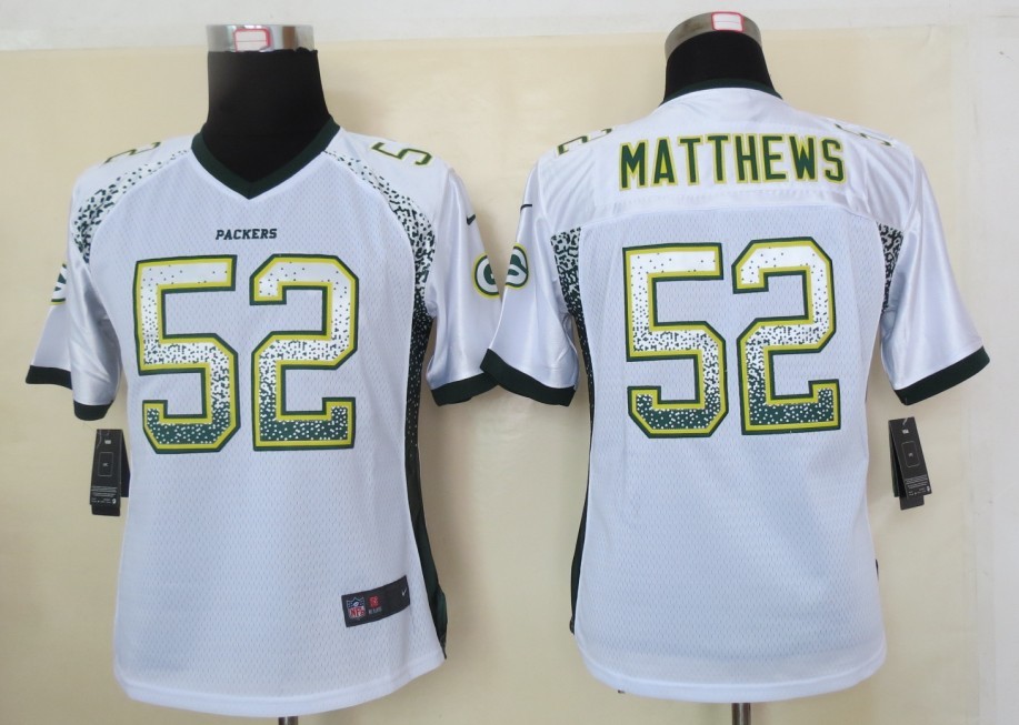 Women 2013 NEW Nike Green Bay Packers 52 Matthews Drift Fashion White Elite Jerseys