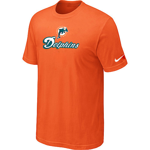  Nike Miami Dolphins Authentic Logo TShirt Orange 82 