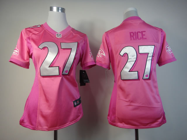 NFL Baltimore Ravens #27 Rice Women Pink Jersey