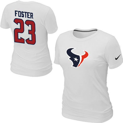  Nike Houston Texans 23 FOSTER Name& Number White Womens TShirt 22 