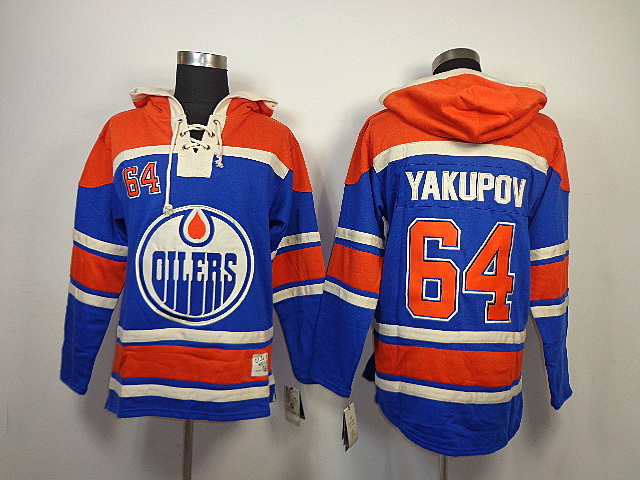 NHL Hoodie Edmonton Oilers #64 Nail Yakupov Sweater Blue and orange