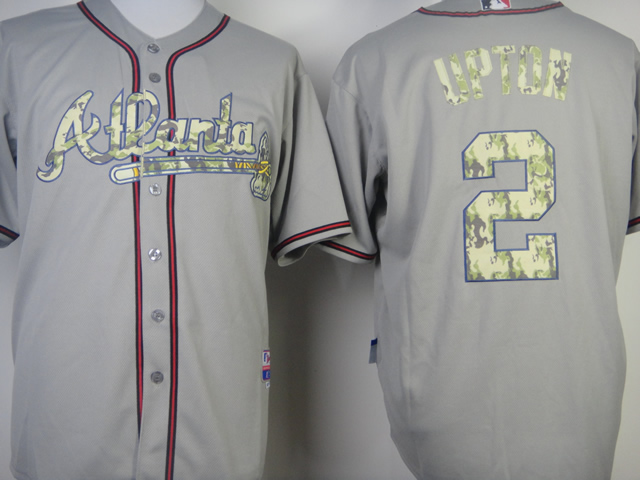 MLB Atlanta Braves Authentic #2 Upton Camo Grey jersey