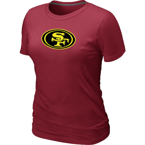  San Francisco 49ers Neon Logo Charcoal Womens Red Tshirt 68 