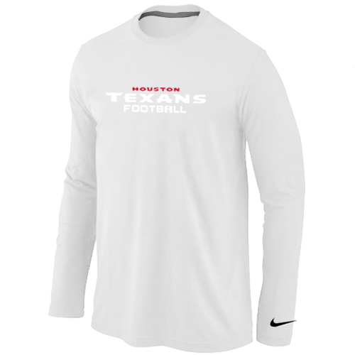 Nike Houston Texans  Authentic font Long Sleeve T-Shirt  White