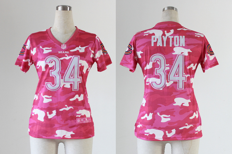 Nike Chicago Bears #34 Payton Women Pink Camo Jersey