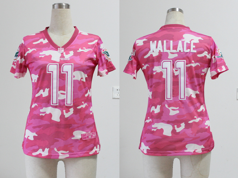 Nike Miami Dolphins #11 Wallace Women Pink Camo Jersey