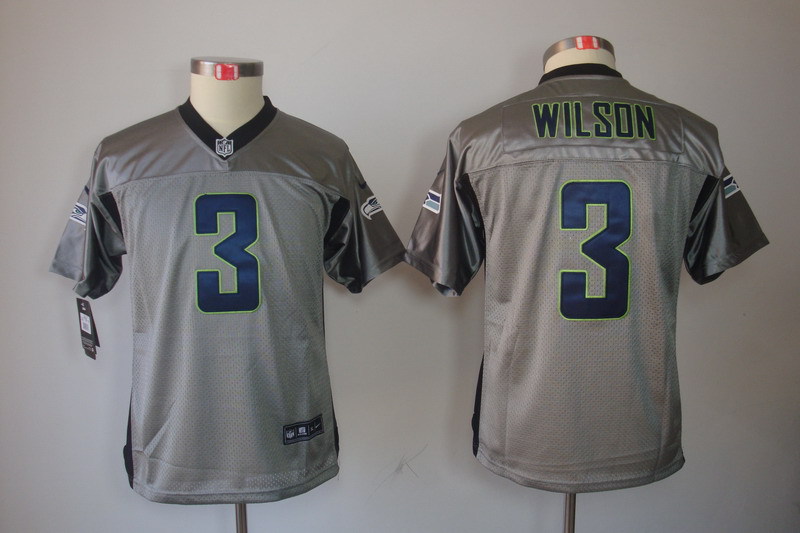 NFL Seattle Seahawks #3 Wilson Youth Grey Lights Out Jersey