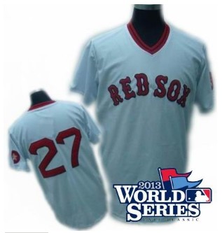 Boston Red Sox #27 CARLTON FISK white MN jerseys 2013 World Series Patch