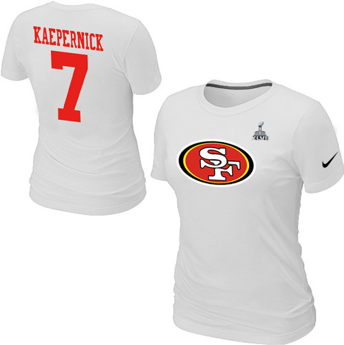  Nike San Francisco 49 ers 7  Kaepernick Name& Number Super BowlXLVII Womens TShirt White 35 