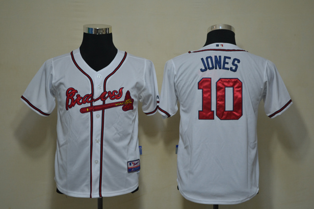 MLB Atlanta Braves #10 Jones Kids Jersey - White