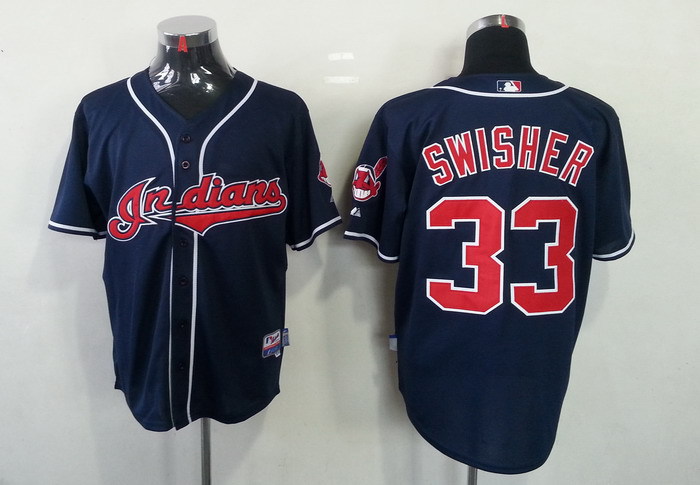 MLB Cleveland Indians #33 Swisher Dark Blue Jersey