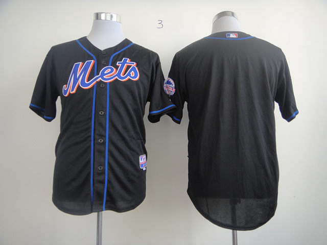 New New York Mets #0 Blank Black Color Blue Words Jersey