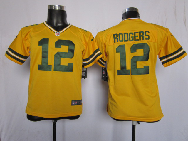 Youth Nike Packers #12 Aaron Rodgers Yellow Limited Jersey