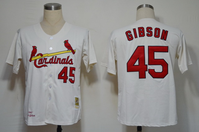 MLB Jerseys St. Louis Cardinals 45 Bob Gibson Cream M&N 1967