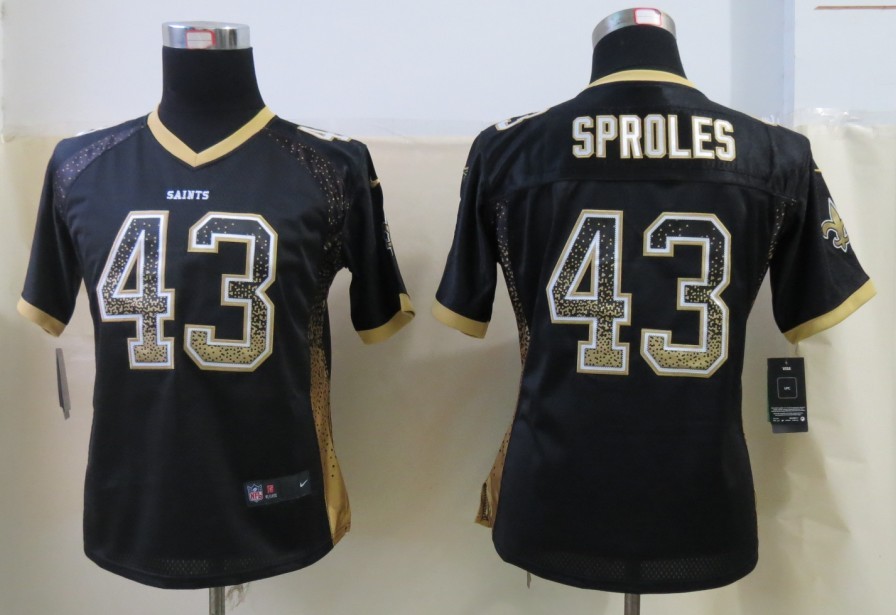 Women 2013 NEW Nike New Orleans Saints 43 Sproles Drift Fashion Black Elite Jersey