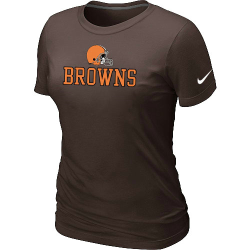  Nike Cleveland Browns Authentic Logo Womens TShirt Brow 4 