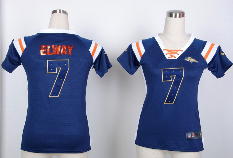 Nike NFL New Women Wash Gold Fashion Denver Broncos #7 Elway Blue jersey