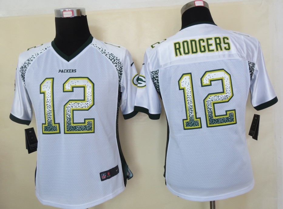 Women 2013 NEW Nike Green Bay Packers 12 Rodgers Drift Fashion White Elite Jerseys