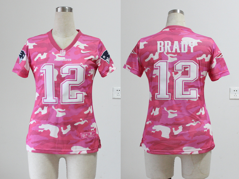 Nike NFL New England Patriots #12 Brady Women Pink Camo Jersey