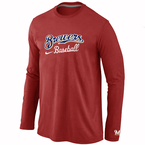 Nike Milwaukee Brewers Long Sleeve T-Shirt RED