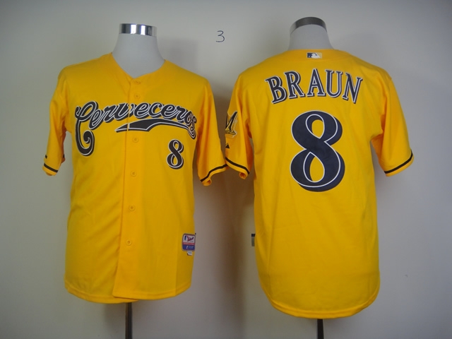 MLB Milwaukee Brewers #8 Braun Yellow Jersey.JPG