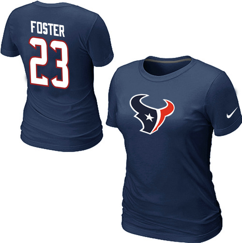  Nike Houston Texans  23  FOSTER Name& Number Blue Womens TShirt  23  