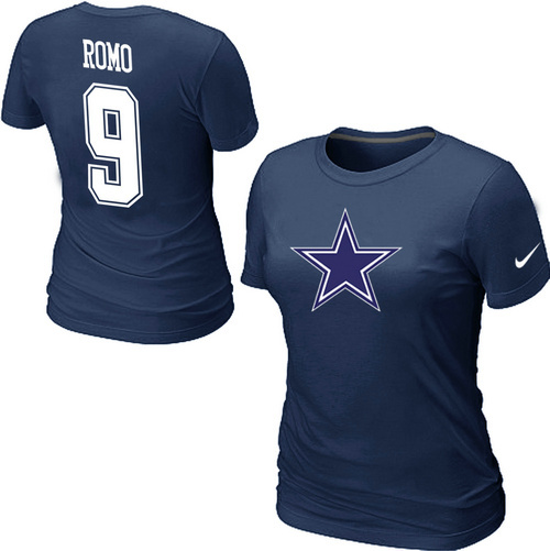  Nike Dallas Cowboys Tony Romo Name& Number Womens TShirt Blue 7 