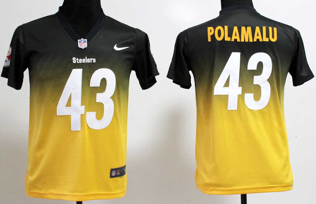 Youth Nike NFL Pittsburgh Steelers #43 Polamalu Fadeaway Drift Fashion Jersey