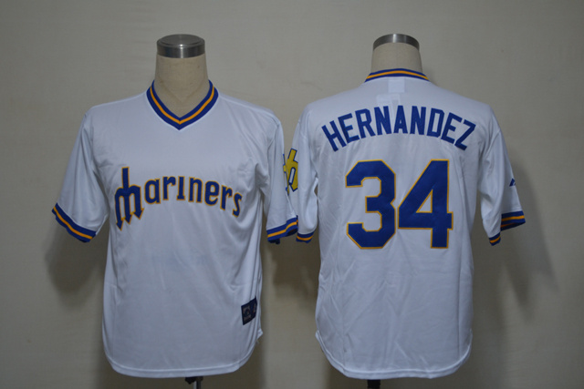 MLB Jerseys Seattle Mariners 34 Hernandez White M&N