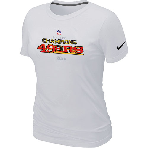  Nike San Francisco 49 ers 2012 NFC Conference Champions Trophy Collection Long White Womens TShirt 3 