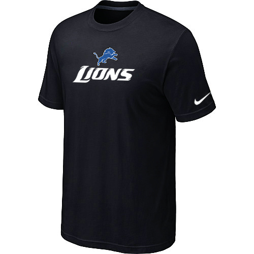  Nike Detroit Lions Authentic Logo TShirtB Lack 97 