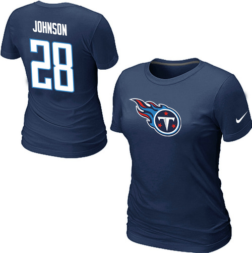  Nike Tennessee Titans Chris Johnson Name& Number Womens TShirt D-B Lue 6 