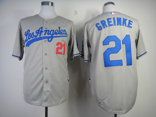 MLB Los Angeles Dodgers #21Greinke Gray jersey 