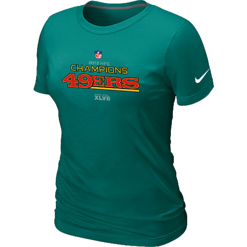  Nike San Francisco 49 ers 2012 NFC Conference Champions Trophy Collection Long L- Green Womens TShirt 8 