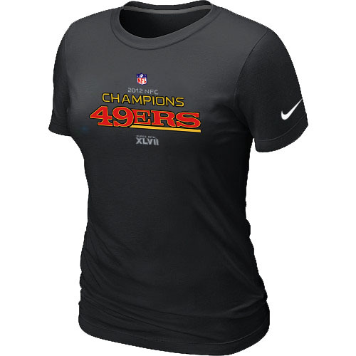  Nike San Francisco 49 ers 2012 NFC Conference Champions Trophy Collection Long Black Womens TShirt 15 