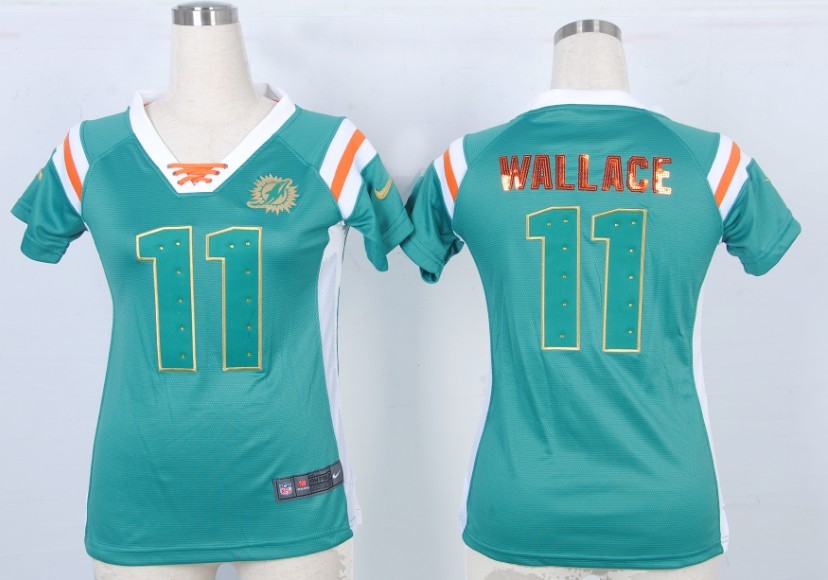 Nike NFL Miami Dolphins #11 Wallace  Womens Green Handwork Sequin lettering