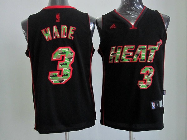 Miami Heats #3 Wade Camo Black Jersey