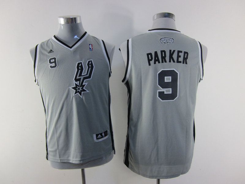 Kids San Antonio Spurs 9# Tony Parker Grey Revolution 30 Swingman NBA Jerseys