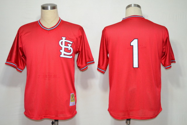 MLB Jerseys St. Louis Cardinals 1 Ozzie Smith Red M&N 1985