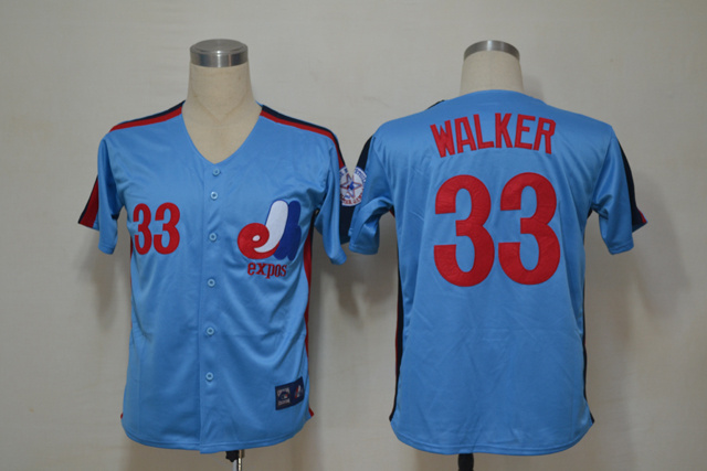 Mlb Montreal Expos 33 Walker Blue Throwback Jerseys