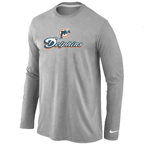 Nike Miami Dolphins Authentic Logo Long Sleeve T-Shirt Grey