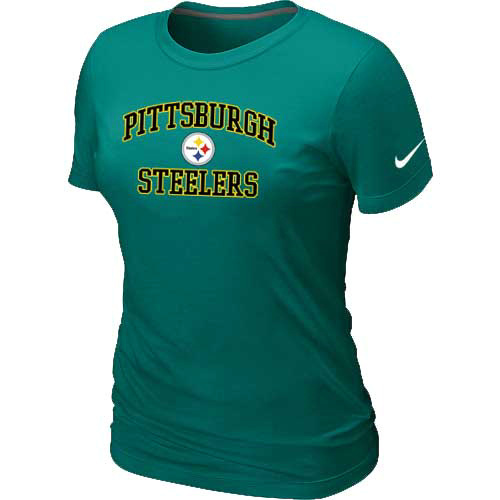  Pittsburgh Steelers Womens Heart& Soul L- Green TShirt 33 
