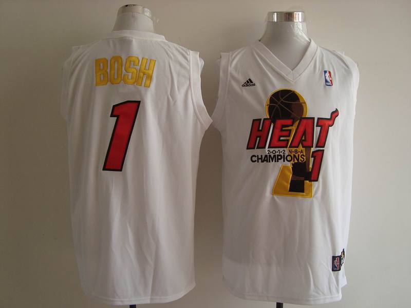 2013 NBA champion Miami Heat #1 Bosh the Finals White Jersey