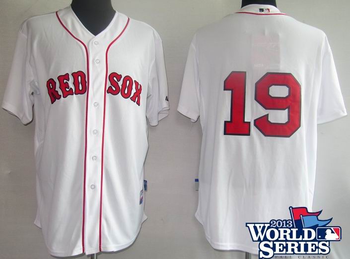 Boston Red Sox #19 Josh Beckett Home Jerseys white w2013 World Series Patch