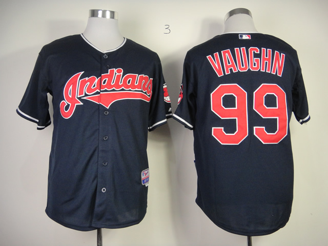 MLB Cleveland Indians #99 Vaughn Dark Blue Jersey