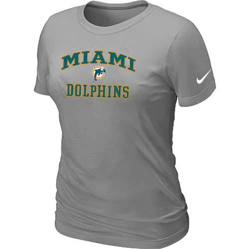  Miami Dolphins Womens Heart& Soul L- Grey TShirt 27 